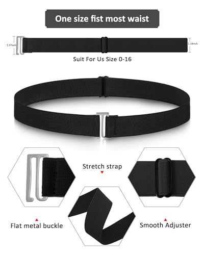 Image of SATINIOR 2 /3 /4 Pack Women Elastic Stretch Belt Invisible Sweater Shirt Tuck Band with Flat Buckle for Jeans Pants