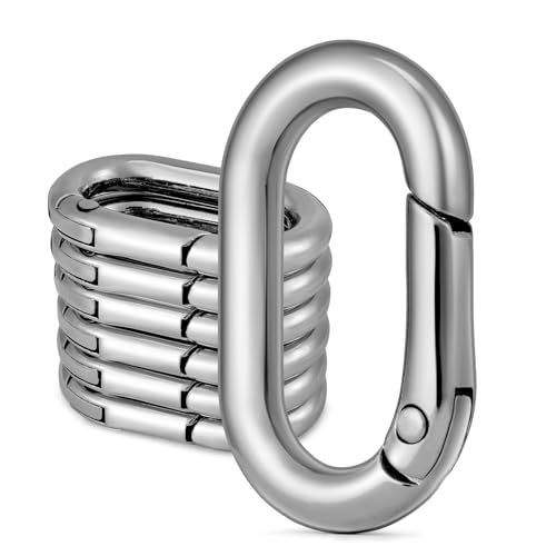 Lebatsion 10Pcs Metal Spring Oval Rings Round Carabiner Key Ring Clip For Keychain Buckle cover