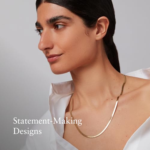 JENNY BIRD Zeina Flat Snake Chain Necklace | High Polish Gold, Lobster Clasp | Sleek, Chunky Designer Jewelry for Women4