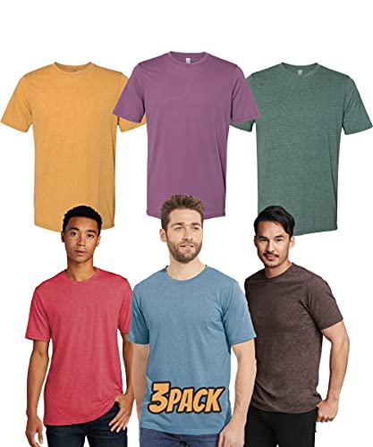 Next Level 6200 Multipack Men Bulk Bundle Polyester/Cotton T-Shirt 3 Pack - Short Sleeve Crewneck Tees for Adults