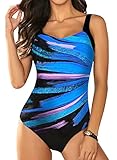 Aleumdr Badeanzüge für Damen Sport Badeanzug Bauchweg Bademode Figurformend Schwimmanzug Damen Rückenfrei Monokini sexy Badeanzug Sportlich Mädchen Badeanzug für Mollige，Blau L