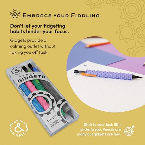 Gyre & Gimble Pencil Gidgets – Textured Silicone Pencil Sleeve for Quiet Fidgeting – Transform Your Mechanical Pencil into a Sensory ADHD Tool for Kids and Adults – 4 Sleeves & 2 Pencils - Image 6
