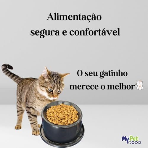 MY PET BRASIL Comedouro Alto Ergonômico e Anti-Formiga para Gatos Adultos - Preto