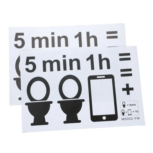 Alipis 2fogli Adesivi Segnale Sedile Wc Neri Rimovibili Per Pareti e Superfici Lisce Bagno Decalcomanie Avviso Parati Bagno Senza Foratura