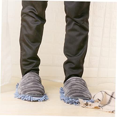 Iwowhero 1 Pair Indoor Slippers Household Vacuum Cleaners Women'sandals Foot Mop Slippers Reusable Slipper Bathroom Mop Slippers Floor Leisure Shoes Small Mop Grey Miss Stripe Frey Mop #TOP6