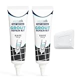PentaUSA Premixed Tile Grout Repair Kit 2 Pack - White Real Sanded Grout Filler for Bathroom, Shower, Kitchen Floor, Waterproof Fast Drying, Covers 58 sq ft with Applicator (2 * 250gr-17.6oz)