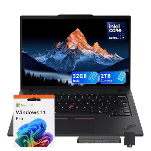 Image of Lenovo ThinkPad T14 G5 14 inch WUXGA Laptop, Intel Ultra 7 165U, 32GB DDR5 RAM, 2TB Storage(1TB SSD+1TB Docking Station Set), Intel Graphics, Backlit Keyboard, Fingerprint, Wi-Fi 6E, Win 11 Pro, Black