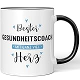 JUNIWORDS Tasse, Bester Gesundheitscoach, mit ganz viel Herz, Schwarz (6045375)