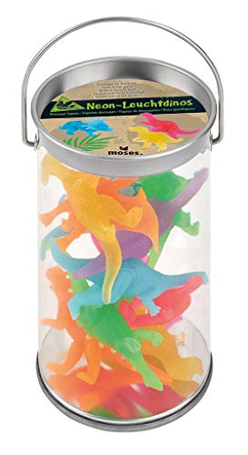 moses 40224 Neon-Leuchtdinos | 10 Mini-Dinos im Set | Leuchten im Dunkeln | Spielfiguren für Kinder