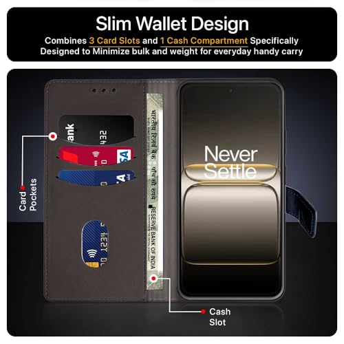 Image of FLIPPED Hand Stitched Honeycomb Dual Design Back Flip Cover Case for 1+ OnePlus Nord CE 5 5G (Shock Proof | Leather Finish | Wallet Case Card Holders & Stand) - Tanned Blue