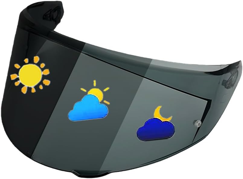 New K3(Size S,M,L) Helmet Visor Replacements,UV Protection Helmet Shield Visor Windshield Compatible with AGV K3(2023) Helmets. (Photochromic Light/Deep Black-Day&Night Use)