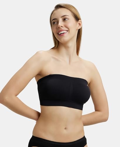 Jockey 1545 Women's Wirefree Padded Micro Touch Nylon Elastane Stretch Full Coverage Bandeau Bra with Removeable Pads and Detachable Transparent Straps - Image 5