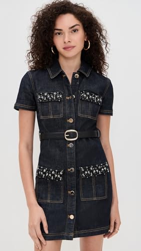 Women's Indigo Denim Crystal Trim Mini Dress2
