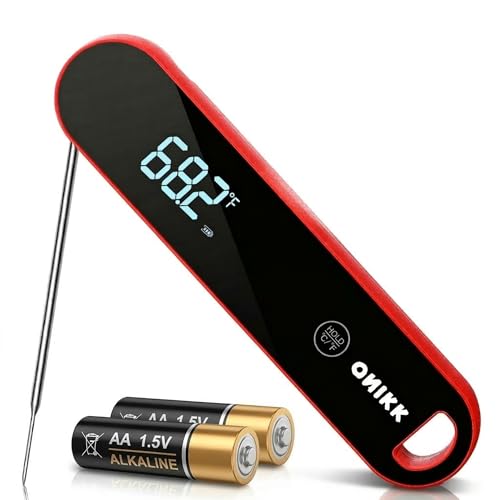 ONIKK Meat Thermometer Digital, 0.6 Sec Instant Read Food Thermometer, ±0.5℉ Accuracy, IPV7 Waterproof, Motion Sensing, for Cooking Grilling, Frying, Steak, Oven, Candy, Outdoor BBQ Accessories