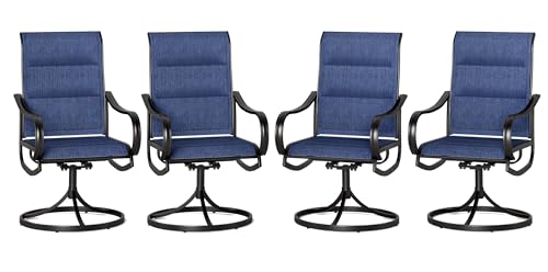 PHI VILLA Patio Swivel Dining Chairs Set of 4, All...