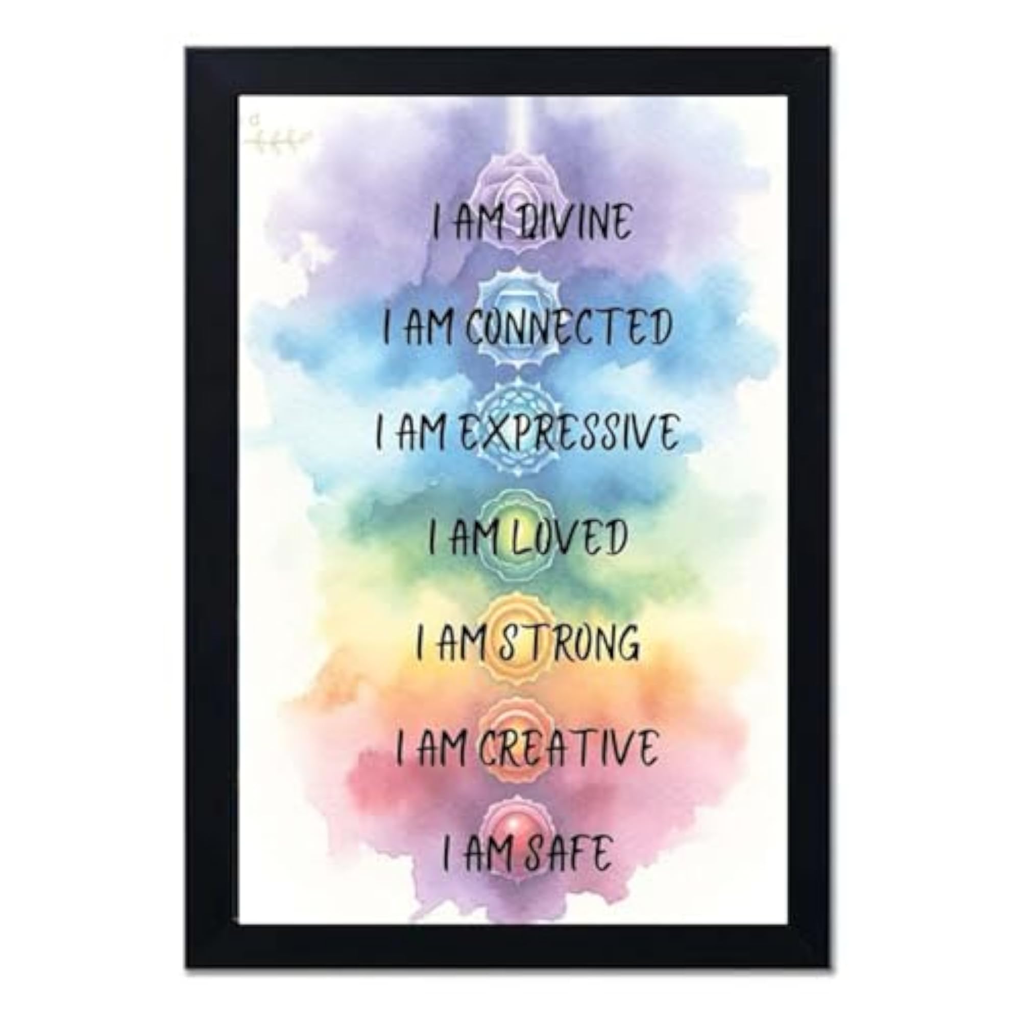 7 Chakra Affirmations Framed Wall Art, Spiritual Decor