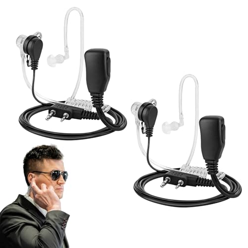 2 PCS Oreillette Talkie Walkie 2 Broches Casque Écouteur(150CM),Oreillette Talkie Walkie Radio,Compatible avec La Radio Bidirectionnelle Kenwood BAOFENG UV5R...