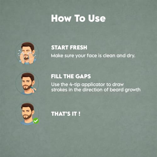 Image of Beard Fill & Grow | Beard Filler for Men with Growth Extract | Waterproof, Smudge-Proof, Long-Lasting Beard Pencil | Natural Look | Patchy Beard Solution | Made in India | Black