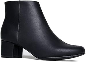 black leather booties 2 inch heel