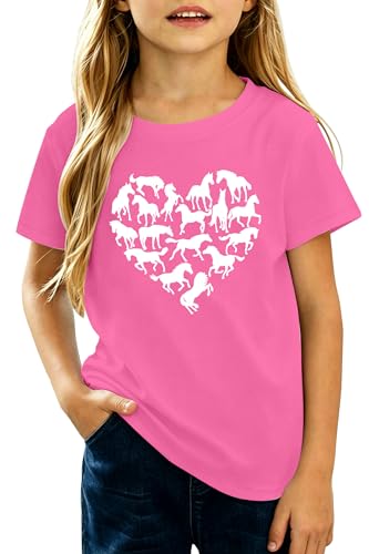 Image of Horse Shirts for Girls Love Horses Shirt Youth Horseback Riding Casual Animal Graphic Tees 8-15 Year Old