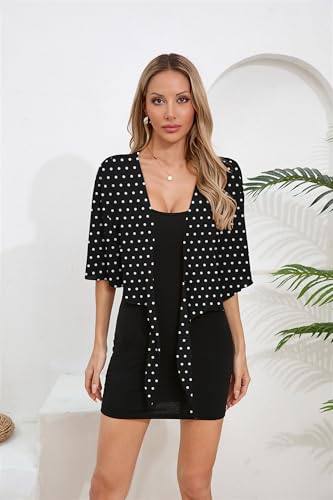Image of TASAMO Women's 2026 Summer Lightweight Short Bolero Cardigan Shrug Sheer Tie Front Top 3 /4 Sleeve Jacket for Dress