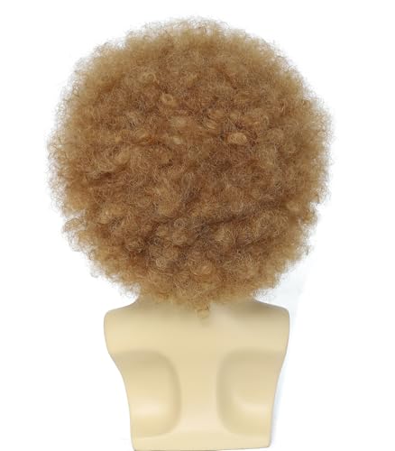Image of 70s 80s Afro Wig for Men Women, Afro Costume Wig, Perfect for Halloween, 70s Themed Party, Disco Party, Cosplay Bob Ross Costume (Light Brown)