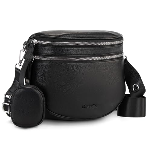 Montana West Crossbody Bags for Women Large Bum Bag Sling Belt Black Purse Fanny Packs with Adjustable Wide Strap, MWC-HB-638-BK