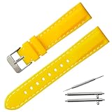 Calme（カルム） 腕時計 シリコン ベルト 時計 クイックリリース ラバー バンド カラーステッチ 16㎜ 18㎜ 20㎜ 22㎜ 24㎜ 交換説明書付 (20㎜, イエロー)