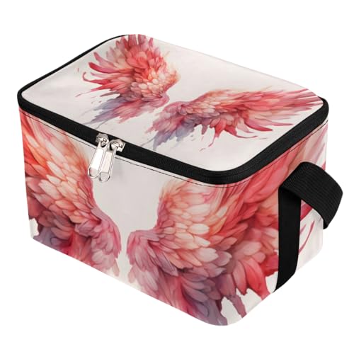 GzLeyigou Lunch Bags for Women Men 9 Cans,Beautiful Angel Wings Hot & Cold Food Delivery Bag Insulated Grocery Bag Insulated Lunch Box Red Cooler Bag for Office Work Picnic Beach
