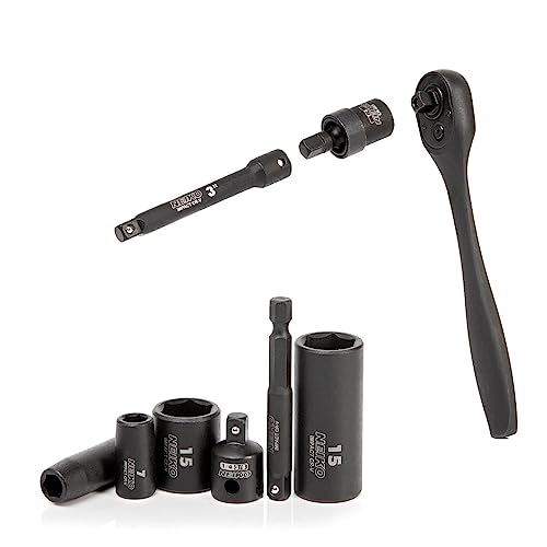 Neiko 02437A 1/4 Drive Impact Socket Set 54 Piece Metric & Standard, Deep & Shallow Chrome Vanadium Steel 3/8” To 1/4” Reducer Hex Shank Adapter, 1/4 Socket Set Metric And Standard, Deep Socket Set #TOP4