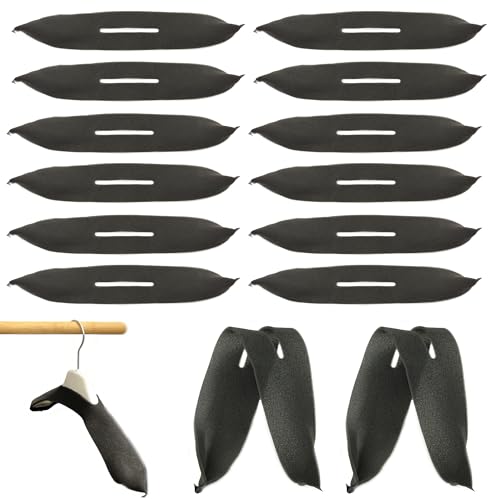 ZAHD 50 PCS schwamm kleiderbügel hänger Schutzbezüge schwammhüllen Kratzfreie Schulterpolster Beschützer rutschfeste Kleiderständerabdeckung Schwammschutzhüllen Für Anzüge Und Kleidung (Schwarz)