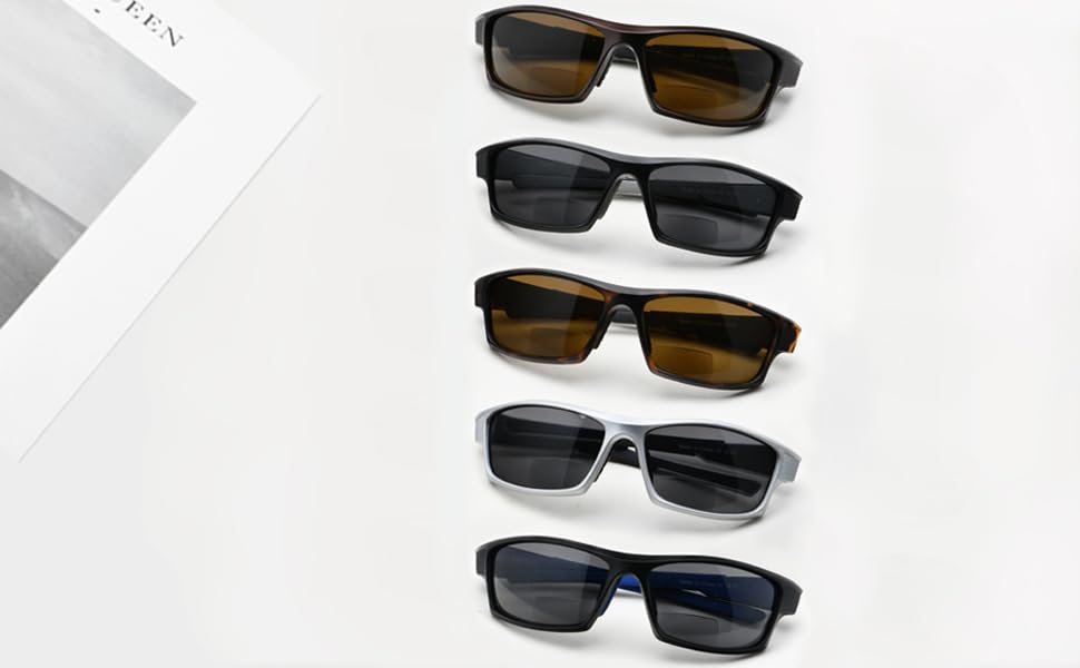 Image of Eyekepper 5-Pack TR90 Sports Bifocal Sunglasses Baseball Running Fishing Driving Golf Softball Hiking Sunshine Readers +1.00