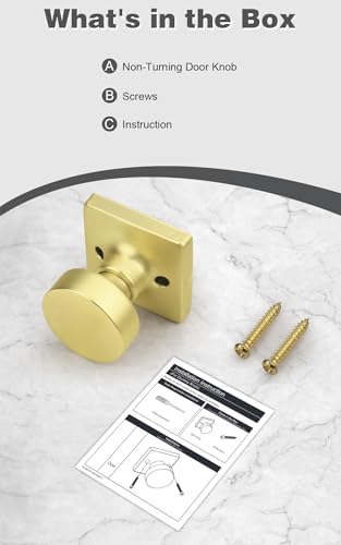 Poignée de porte factice dorée fixe bouton carré pour meuble et dressing - 8