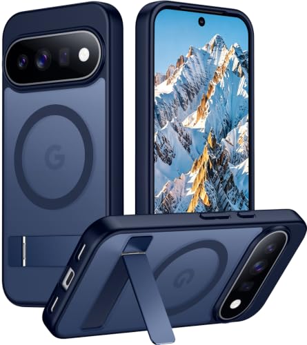 Image of Designed for 11 Pro XL Case 2026, [Built-in Invisible Kickstand][Compatible with MagSafe][Military Grade Shockproof] Slim Translucent Matte Phone Case-Blue