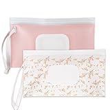Baby wipes dispenser，portable baby wipes holder for outdoor, Refillable baby wipes container, on the go wet wipe pouch for travel, resuable wipes dispenser for hiking (pink)