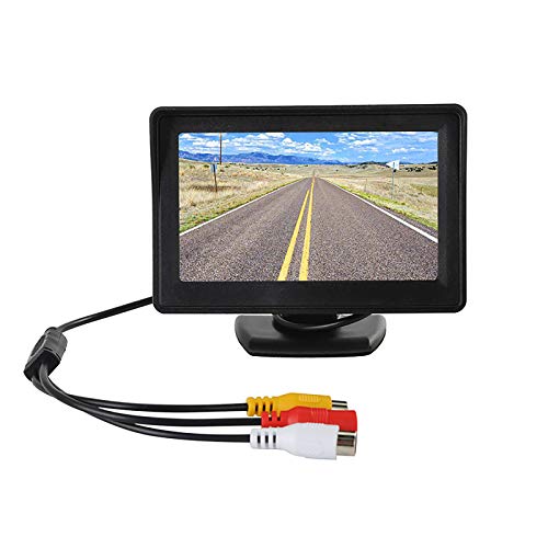 DERCLIVE 4.3 Monitor Lcd con Cable Kit de Vista Trasera Del Coche + Cámara de Marcha Atrás de Visión Nocturna HD Ir Negro