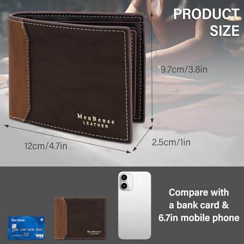 Bifold Wallets, PU Leather Wallets for Men Versatile Mens Wallet with 6 Card Slots, Card Wallet Mens Wallets for Shopping, Business, Travel (brown)2