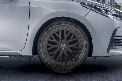 Goodyear Satz von 4 Radkappen 16" Modell Silverstone Schwarz. Sportliches Design, das gut zum Äußeren des Fahrzeugs passt. Robuste und… – Ansicht 3