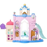 Mattel Disney Princess Pet Castle Playset with 7 Play Areas, 3 Animal Friends, Furniture & 17 Accessories, 2+ ft Tall Pet Palace, Inspired by Movies, JBF96