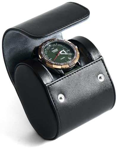 Besforu Watch Roll Travel Case for Men and Women with Suede Lining Watch Display Box Single Watch Storage and Organizer (Black)