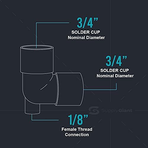 Miniatura 5 de Everflow Supplies CFCT3418 - Placa base de latón fundido con copa de soldadura a rosca hembra y rama de copa de soldadura, 34 pulgadas x 18 pulgadas