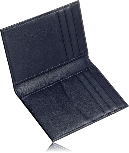 [LEAGOO] クレジット カードケース 姫路レザー 【日本製の匠の技術】 薄型 本革 カード入れ メンズ レディース 二つ折り コンパクト スリム (ネイビー)の商品画像（Amazon）