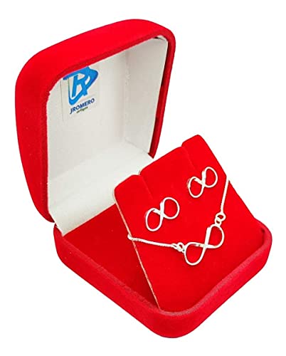 CONJUNTO COLAR FEMININO PRATA 925 SÍMBOLO INFINITO COM BRINCOS - JROMERO ARTIGOS TAMANHO: 45CM; COR: