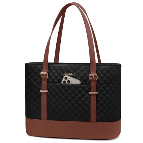 LOVEVOOK Laptop Bag for Women, 17.3 Inch Work Tote Computer Bag With Large Cup Holder, Lightweight Large Laptop Briefcase for Travel, Bussiness, Teacher