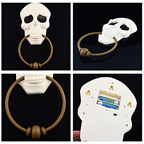Halloween Skull Doorbell, Creepy Door Knocker Prop With Scary Sound For Haunted House Party Bar Door Decorations #TOP4