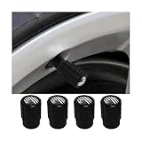 Osilly Car Tire Valve Stem Caps, 4PCS Aluminum Alloy Airtight Vehicle Wheel Protector, Dustproof Leak-Proof Automotive Tyre Air Covers Accessories, Universal for SUV, Sedan, Truck (Black)