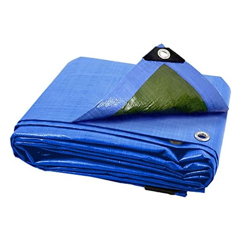 ANSIO Tarpaulin 2m x 3m / 6.5ft x 10ft Tarpaulin Waterproof sheet 90g/m² - Blue/Green Cover