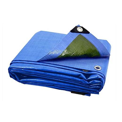 ANSIO Lona alquitranada 3 m x 4 m / 10 pies x 13 pies, Sábana Impermeable Lona alquitranada, 90 g/m² - Azul/Verde