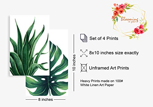 Botanical Prints Wall Art 8X10 Unframed Fall Pictures Boho Sage Green Leaf For Bathrooms, 4 Pieces Tropical Plants Pictures Minimalist Greenery Watercolor Painting, Palm Banana Monstera Green Leaf Wall Decor For Office Bedroom Living Room Wall Art Décor Plants Posters Oil Paintings Posters Prints Watercolor Aesthetic Posters #TOP4