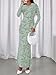 BTFBM Wedding Guest Dresses for Women 2026 Spring Elegant Floral Lace Ruched Long Sleeve Bodycon Cocktail Party Maxi Dress(Light Green, Medium)